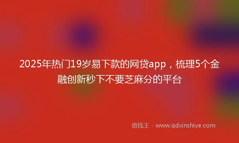 2025年热门19岁易下款的网贷app，梳理5个金融创新秒下不要芝麻分的平台