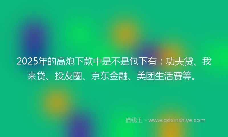 2025年的高炮下款中是不是包下有：功夫贷、我来贷、投友圈、京东金融、美团生活费等。