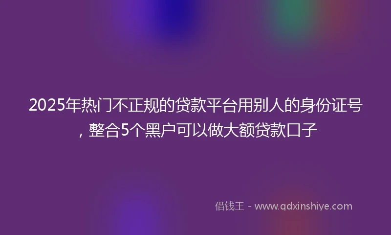 2025年热门不正规的贷款平台用别人的身份证号，整合5个黑户可以做大额贷款口子