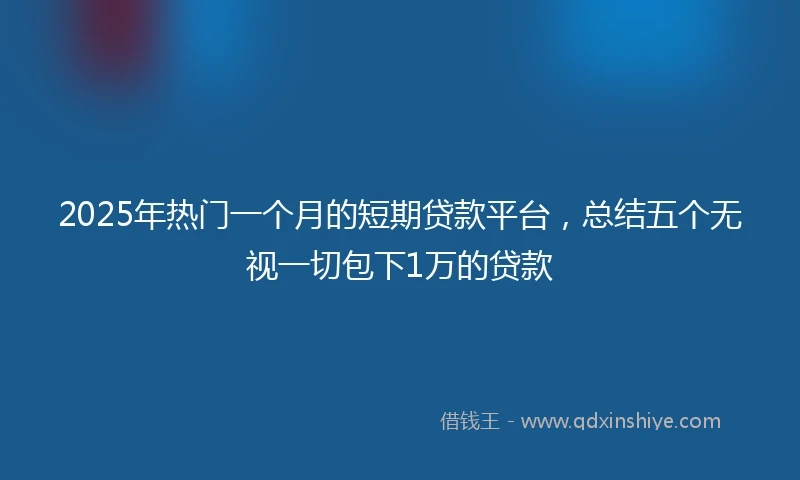 2025年热门一个月的短期贷款平台，总结五个无视一切包下1万的贷款