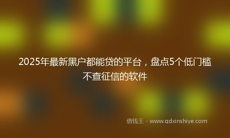2025年最新黑户都能贷的平台，盘点5个低门槛不查征信的软件