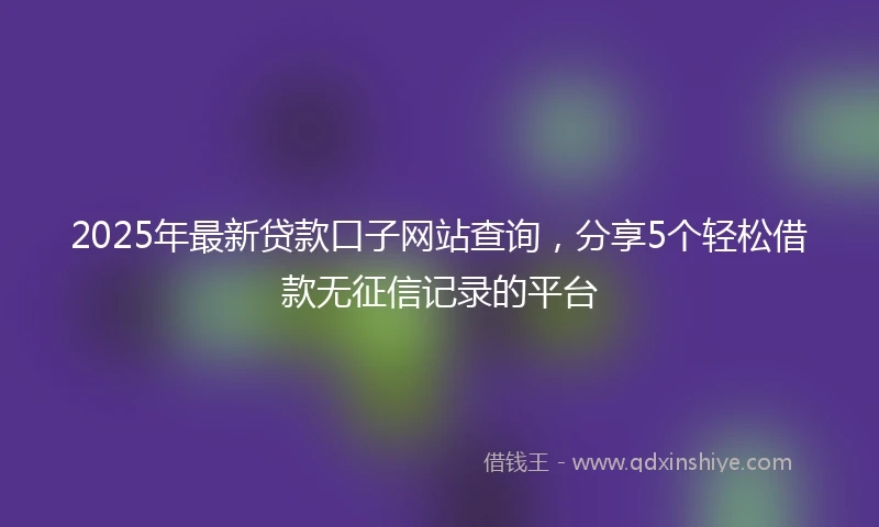 2025年最新贷款口子网站查询，分享5个轻松借款无征信记录的平台