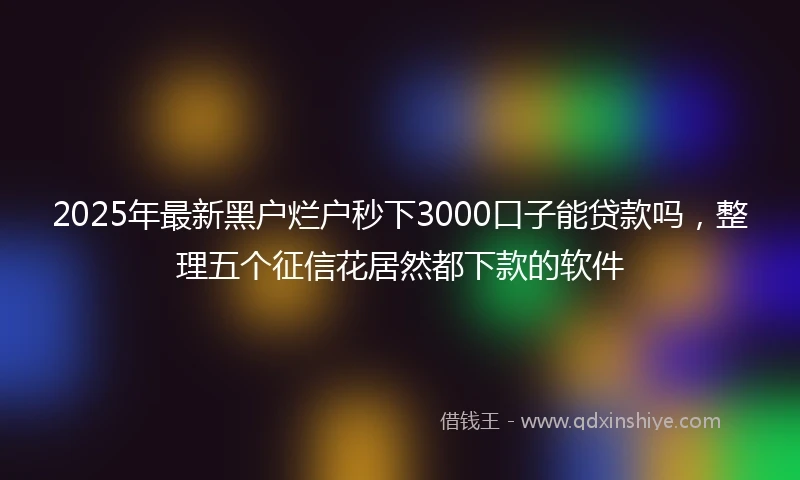 2025年最新黑户烂户秒下3000口子能贷款吗，整理五个征信花居然都下款的软件