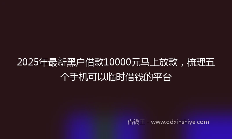 2025年最新黑户借款10000元马上放款，梳理五个手机可以临时借钱的平台