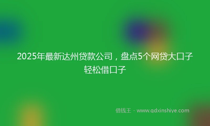 2025年最新达州贷款公司，盘点5个网贷大口子轻松借口子