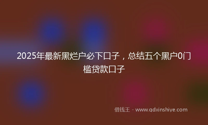 2025年最新黑烂户必下口子，总结五个黑户0门槛贷款口子