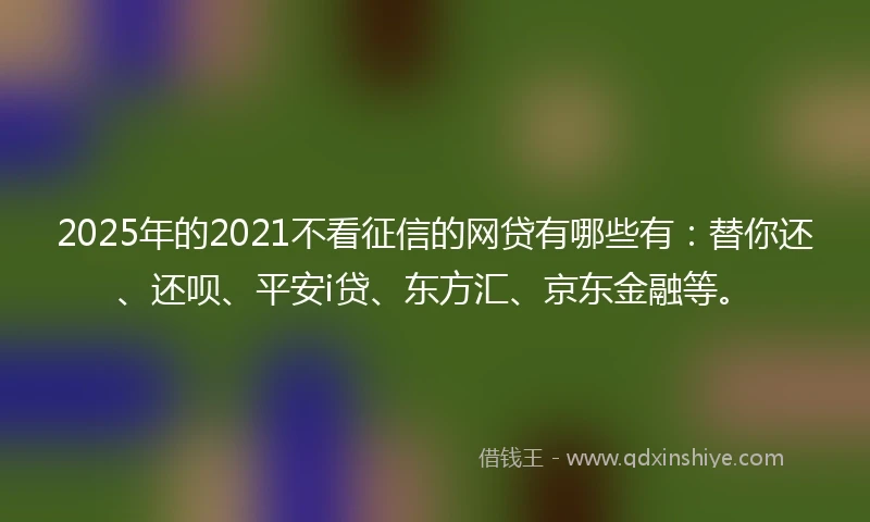 2025年的2021不看征信的网贷有哪些有：替你还、还呗、平安i贷、东方汇、京东金融等。