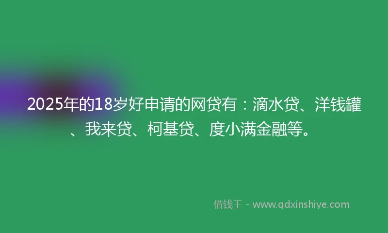 2025年的18岁好申请的网贷有：滴水贷、洋钱罐、我来贷、柯基贷、度小满金融等。