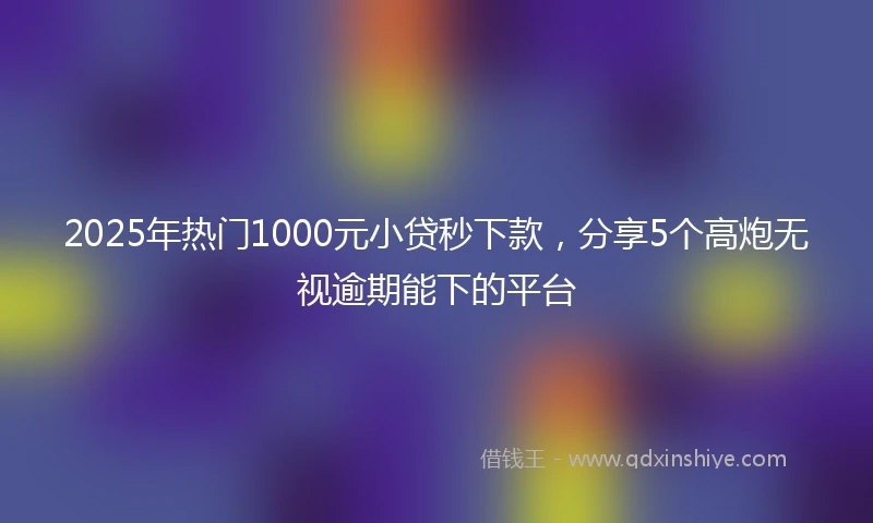 2025年热门1000元小贷秒下款，分享5个高炮无视逾期能下的平台