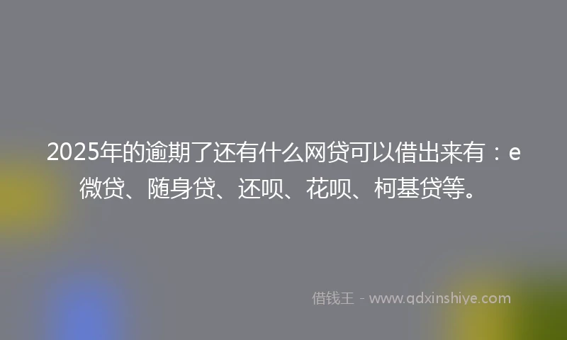 2025年的逾期了还有什么网贷可以借出来有：e微贷、随身贷、还呗、花呗、柯基贷等。