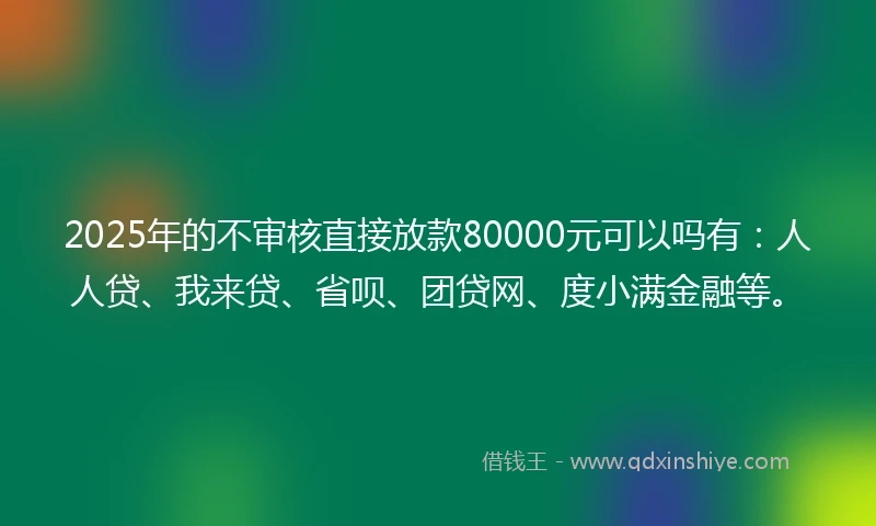 2025年的不审核直接放款80000元可以吗有：人人贷、我来贷、省呗、团贷网、度小满金融等。