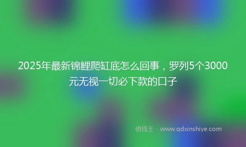 2025年最新锦鲤爬缸底怎么回事，罗列5个3000元无视一切必下款的口子
