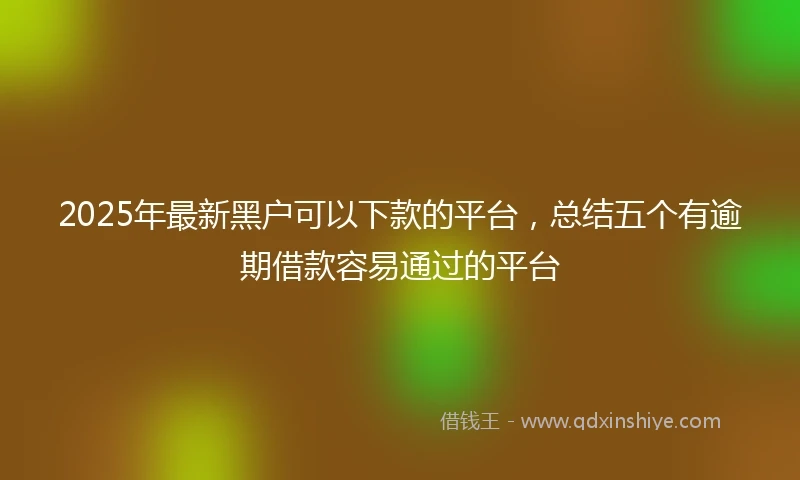 2025年最新黑户可以下款的平台，总结五个有逾期借款容易通过的平台