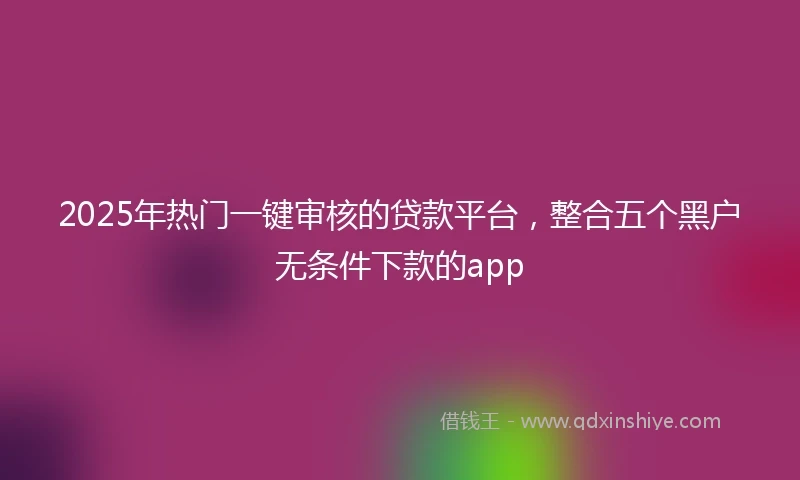 2025年热门一键审核的贷款平台，整合五个黑户无条件下款的app