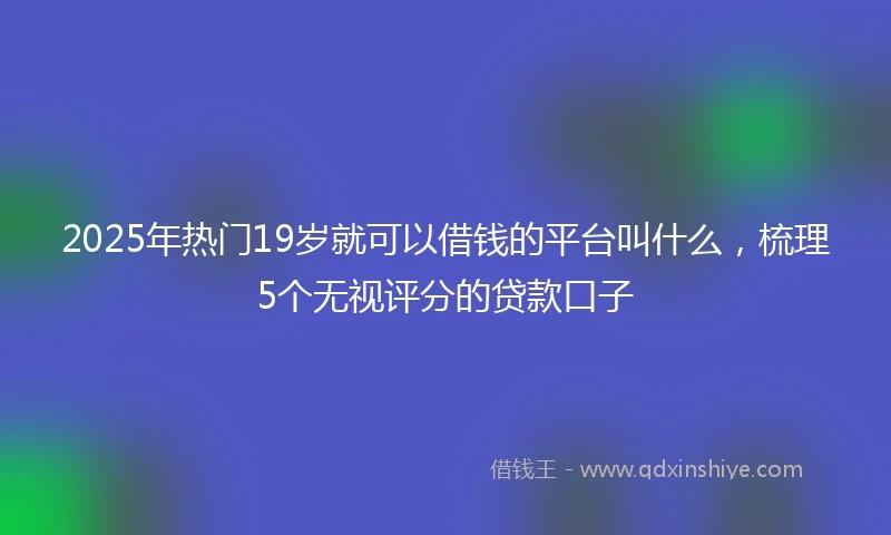 2025年热门19岁就可以借钱的平台叫什么，梳理5个无视评分的贷款口子