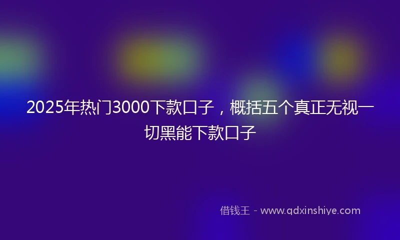 2025年热门3000下款口子，概括五个真正无视一切黑能下款口子