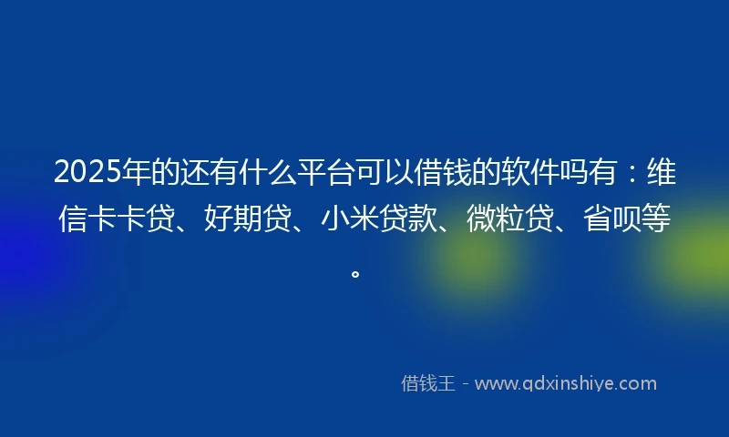 2025年的还有什么平台可以借钱的软件吗有：维信卡卡贷、好期贷、小米贷款、微粒贷、省呗等。