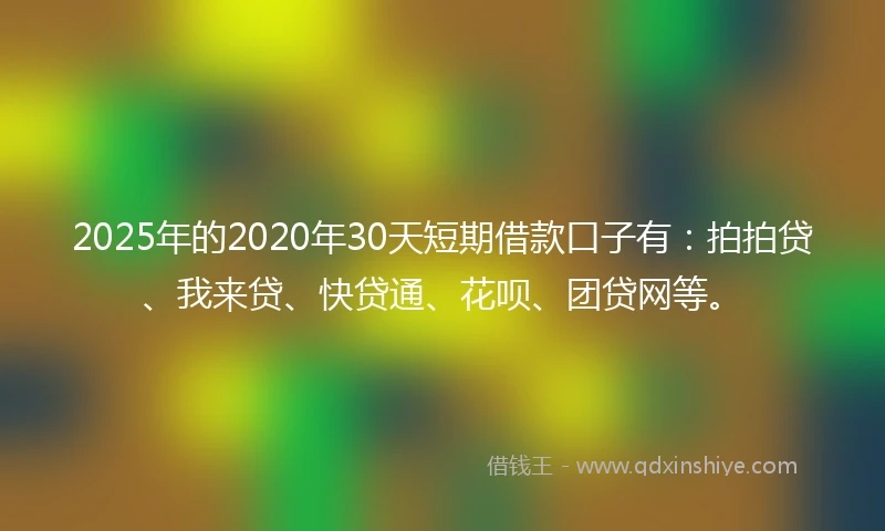2025年的2020年30天短期借款口子有：拍拍贷、我来贷、快贷通、花呗、团贷网等。