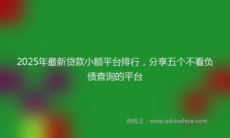 2025年最新贷款小额平台排行，分享五个不看负债查询的平台