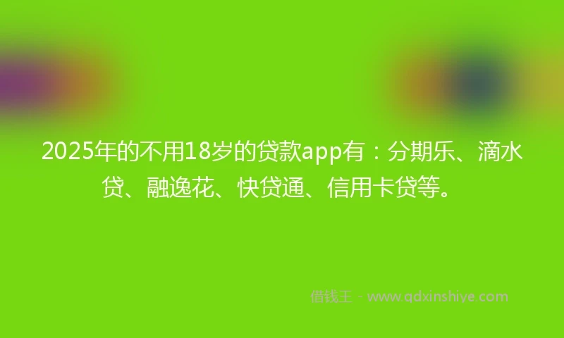 2025年的不用18岁的贷款app有：分期乐、滴水贷、融逸花、快贷通、信用卡贷等。
