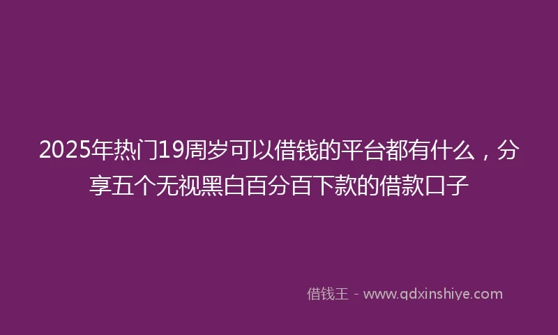 2025年热门19周岁可以借钱的平台都有什么，分享五个无视黑白百分百下款的借款口子