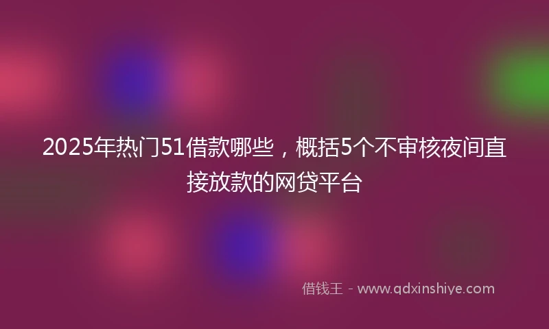2025年热门51借款哪些，概括5个不审核夜间直接放款的网贷平台