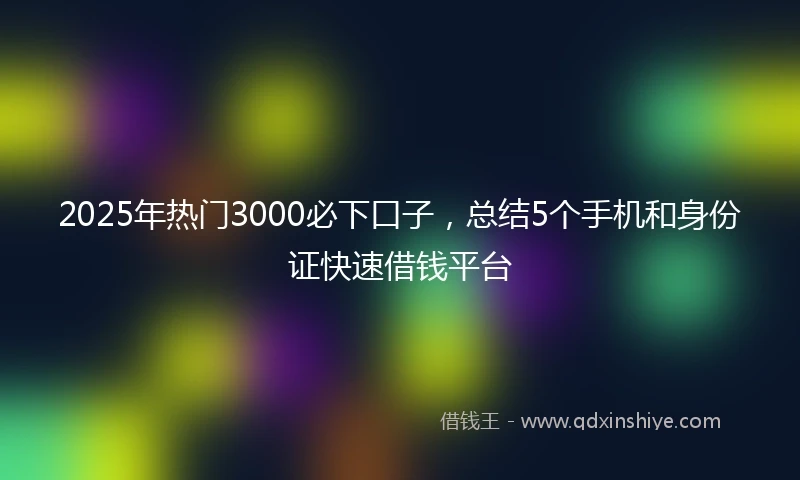 2025年热门3000必下口子，总结5个手机和身份证快速借钱平台