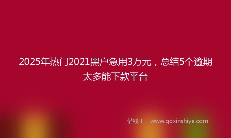 2025年热门2021黑户急用3万元，总结5个逾期太多能下款平台