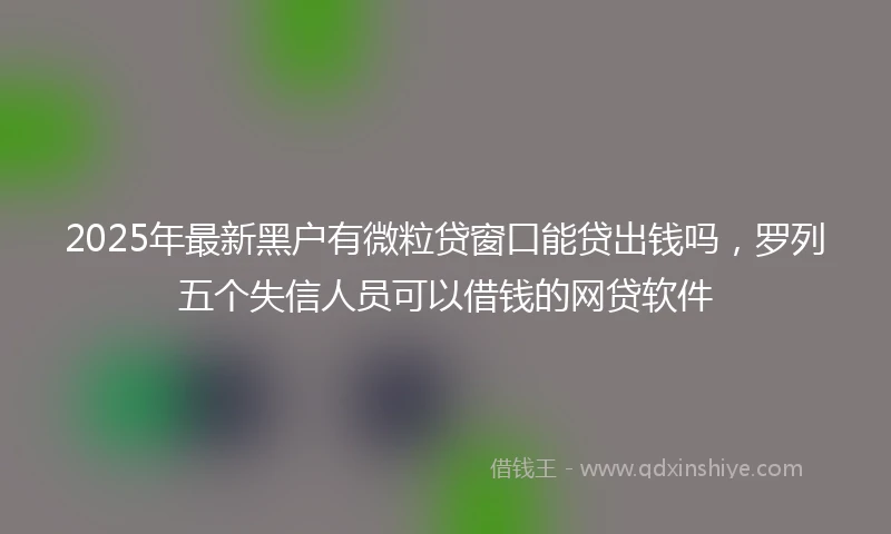 2025年最新黑户有微粒贷窗口能贷出钱吗，罗列五个失信人员可以借钱的网贷软件
