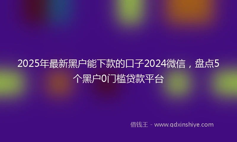 2025年最新黑户能下款的口子2024微信，盘点5个黑户0门槛贷款平台