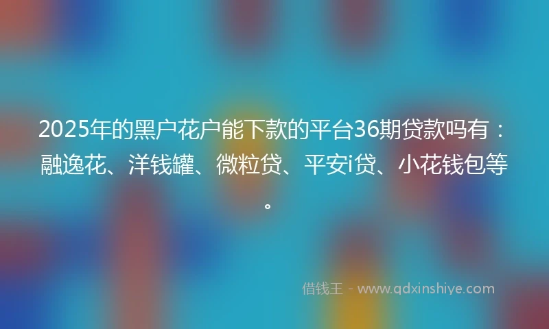2025年的黑户花户能下款的平台36期贷款吗有：融逸花、洋钱罐、微粒贷、平安i贷、小花钱包等。
