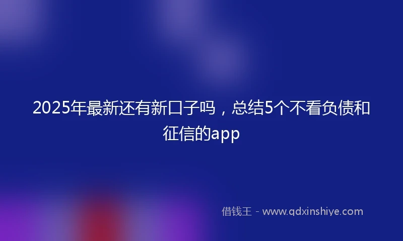 2025年最新还有新口子吗，总结5个不看负债和征信的app