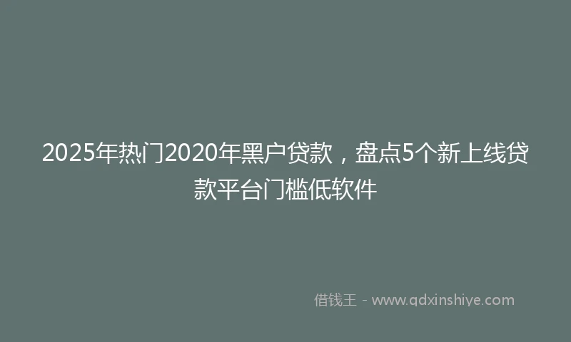 2025年热门2020年黑户贷款，盘点5个新上线贷款平台门槛低软件