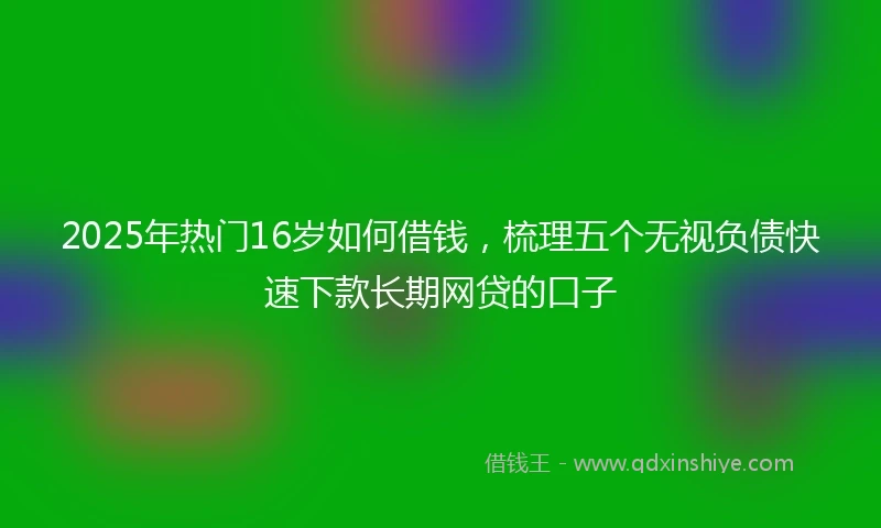 2025年热门16岁如何借钱，梳理五个无视负债快速下款长期网贷的口子
