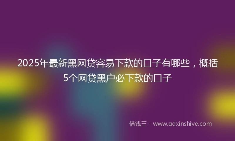 2025年最新黑网贷容易下款的口子有哪些，概括5个网贷黑户必下款的口子