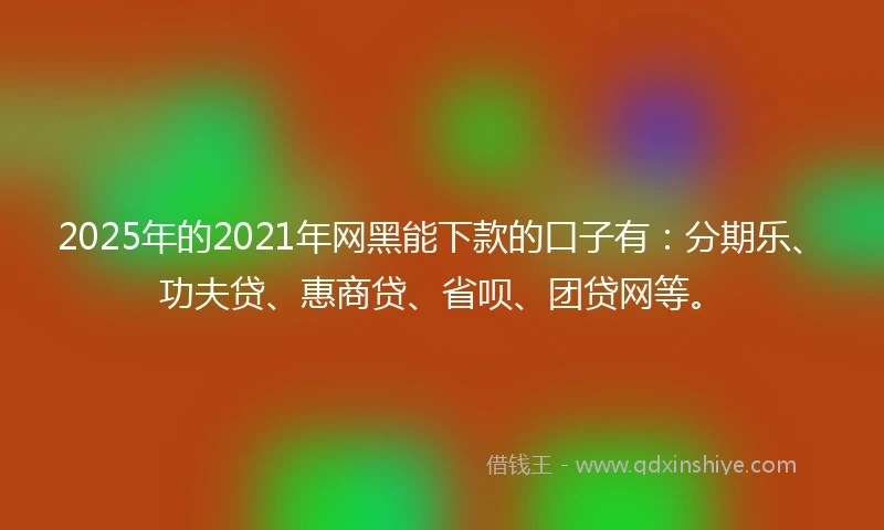 2025年的2021年网黑能下款的口子有：分期乐、功夫贷、惠商贷、省呗、团贷网等。