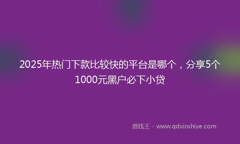 2025年热门下款比较快的平台是哪个，分享5个1000元黑户必下小贷