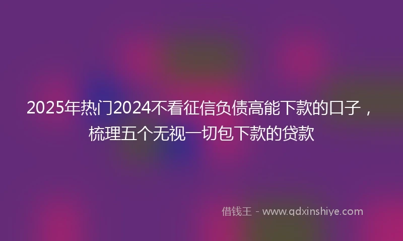 2025年热门2024不看征信负债高能下款的口子，梳理五个无视一切包下款的贷款