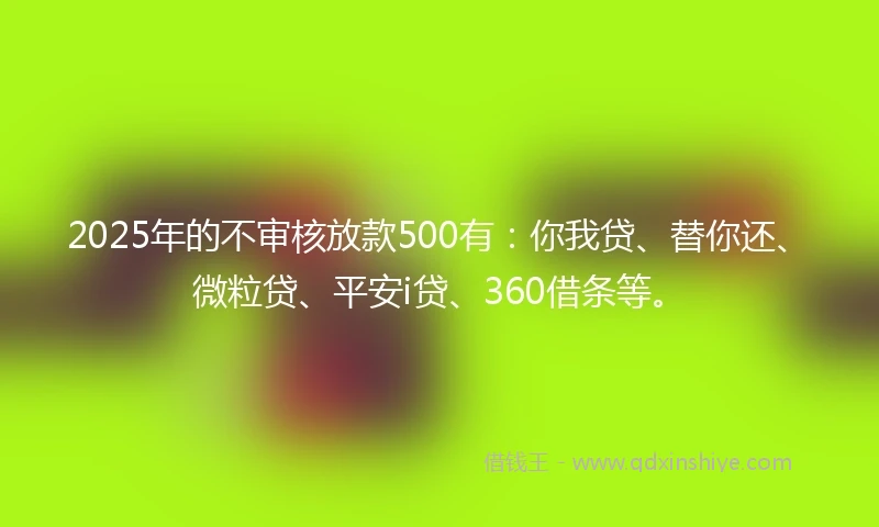 2025年的不审核放款500有：你我贷、替你还、微粒贷、平安i贷、360借条等。