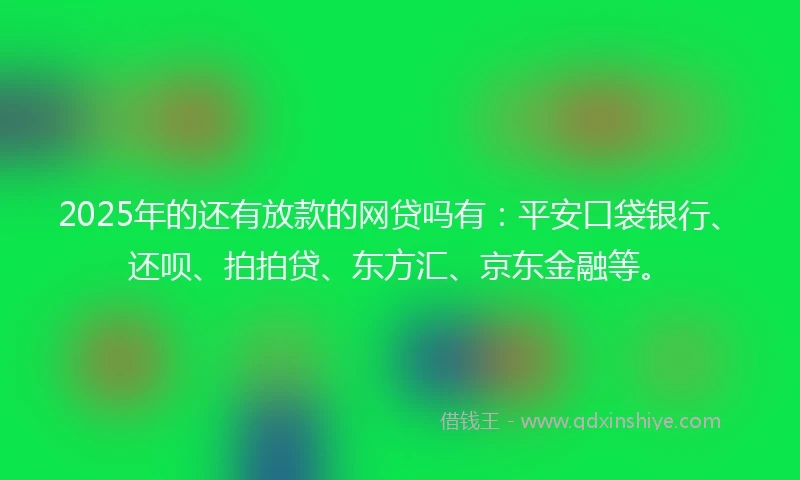 2025年的还有放款的网贷吗有：平安口袋银行、还呗、拍拍贷、东方汇、京东金融等。