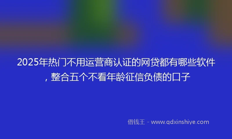 2025年热门不用运营商认证的网贷都有哪些软件，整合五个不看年龄征信负债的口子