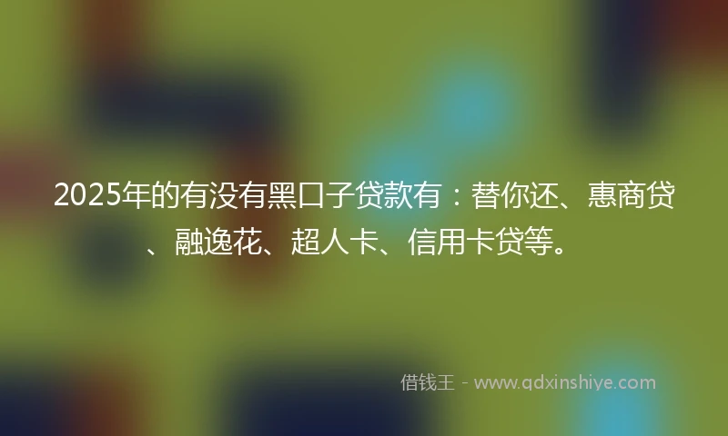 2025年的有没有黑口子贷款有：替你还、惠商贷、融逸花、超人卡、信用卡贷等。
