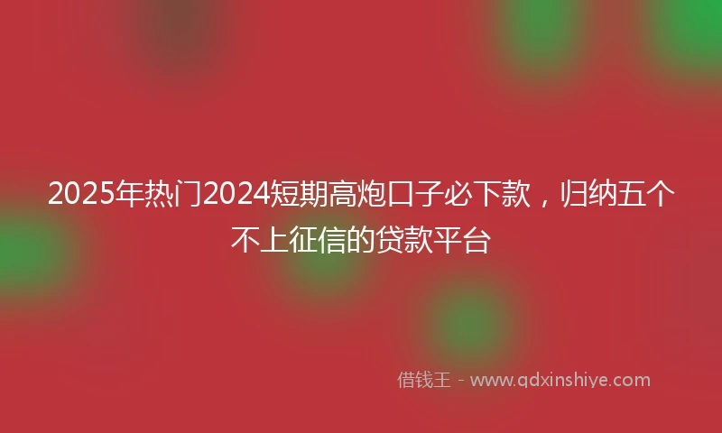 2025年热门2024短期高炮口子必下款，归纳五个不上征信的贷款平台