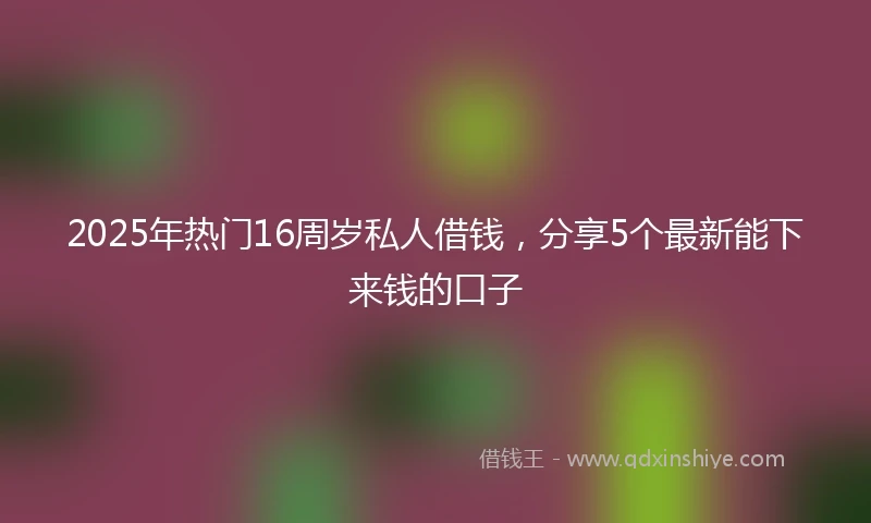 2025年热门16周岁私人借钱，分享5个最新能下来钱的口子