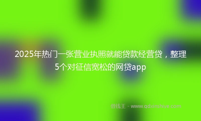 2025年热门一张营业执照就能贷款经营贷，整理5个对征信宽松的网贷app