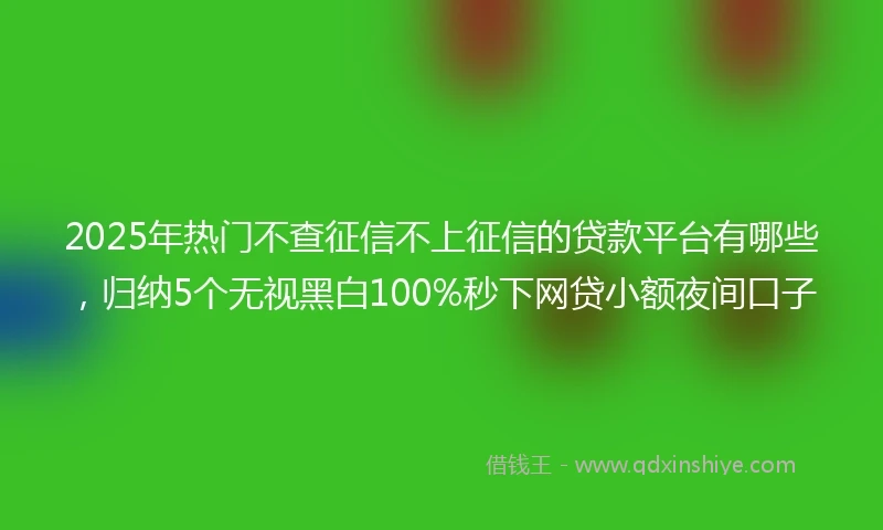 2025年热门不查征信不上征信的贷款平台有哪些，归纳5个无视黑白100%秒下网贷小额夜间口子