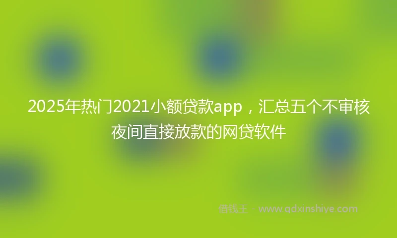 2025年热门2021小额贷款app，汇总五个不审核夜间直接放款的网贷软件