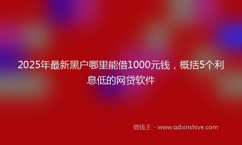2025年最新黑户哪里能借1000元钱，概括5个利息低的网贷软件