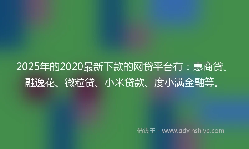2025年的2020最新下款的网贷平台有：惠商贷、融逸花、微粒贷、小米贷款、度小满金融等。