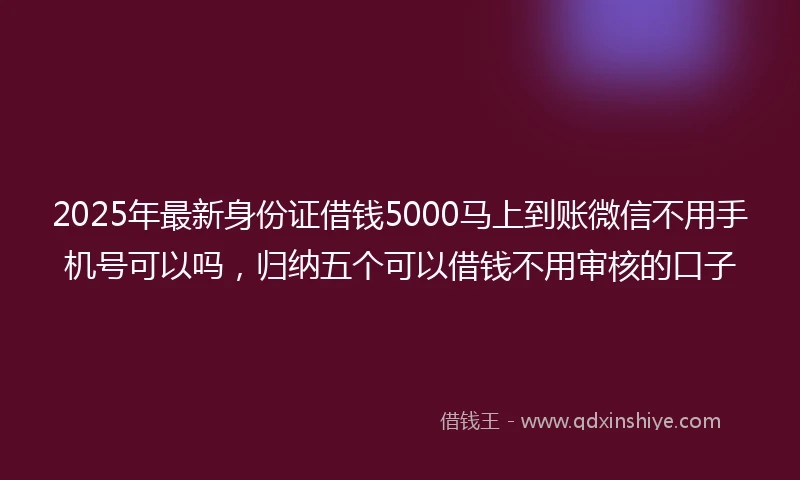 2025年最新身份证借钱5000马上到账微信不用手机号可以吗，归纳五个可以借钱不用审核的口子